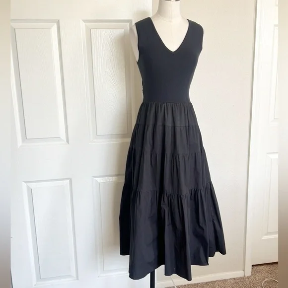JASON WU Black Tiered Prairie Midi Dress